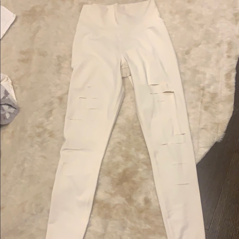 Ali white ripped warrior leggings